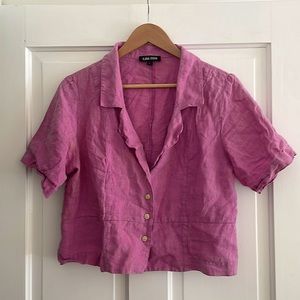 Ilana Kohn cropped button up short sleeve. L